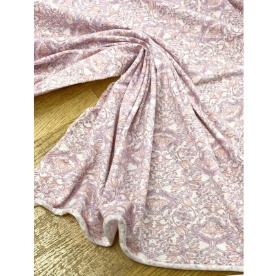 画像4: 生地:綿100% 花柄天竺ニット(オフホワイト×ピンクパープル)