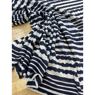 画像6: 生地：綿ナミナミ柄ボーダーニット（白地×ネイビー）