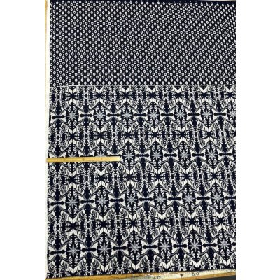 画像4: 生地：80cmパネル柄ポリエステル生地（紺地×ホワイト＆ベージュ）