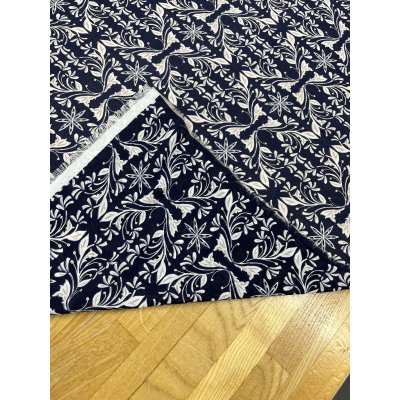 画像5: 生地：80cmパネル柄ポリエステル生地（紺地×ホワイト＆ベージュ）