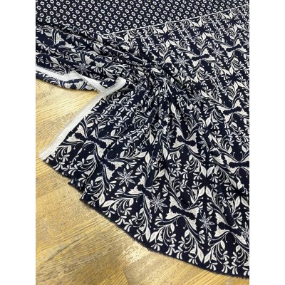 画像6: 生地：80cmパネル柄ポリエステル生地（紺地×ホワイト＆ベージュ）