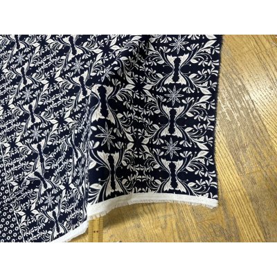 画像7: 生地：80cmパネル柄ポリエステル生地（紺地×ホワイト＆ベージュ）