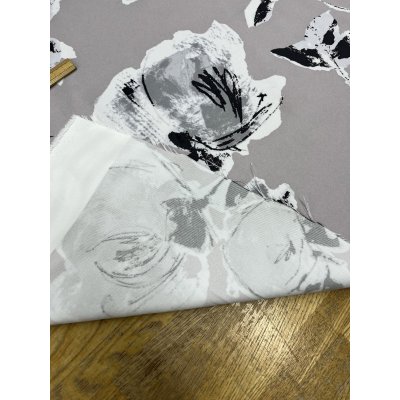 画像4: 生地：ポリエステル100％大柄フラワープリント（グレージュ×白黒）