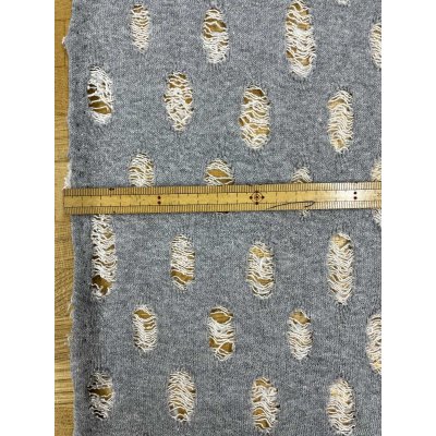 画像2: 生地：綿100％オパール型加工風ダメージ裏毛ニット（グレー）