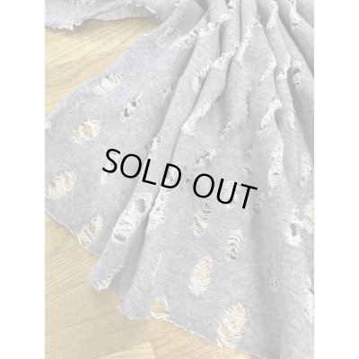 画像5: 生地：綿100％オパール型加工風ダメージ裏毛ニット（グレー）