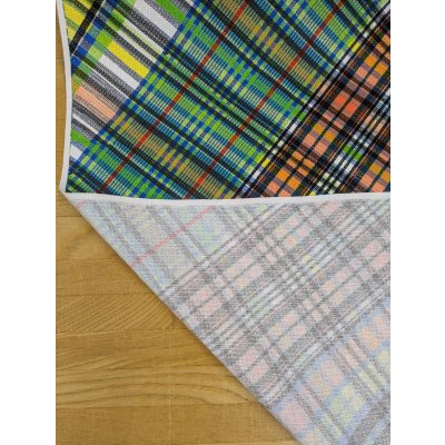 画像4: 生地：ポリエステル100％バイアスチェック柄プリント生地（緑・黒・オレンジ）