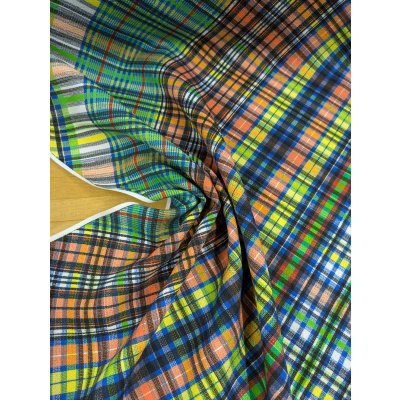 画像5: 生地：ポリエステル100％バイアスチェック柄プリント生地（緑・黒・オレンジ）