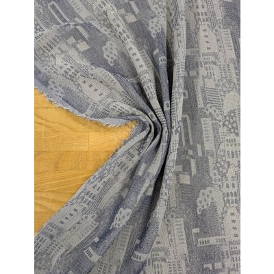 画像4: 生地：ポリエステル100％タウン街柄ジャガード生地（ブルーグレー）