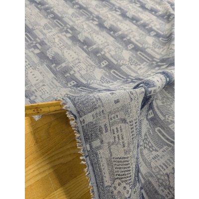 画像6: 生地：ポリエステル100％タウン街柄ジャガード生地（ブルーグレー）