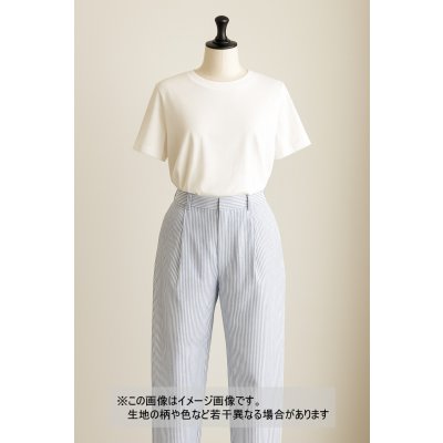 画像1: 生地：綿ポリエステルリップル風ストライプ（白／水色）