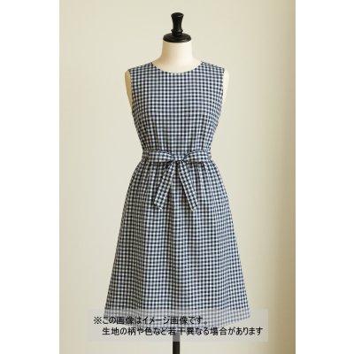 画像1: 生地：綿100％ギンガムチェック柄（紺）