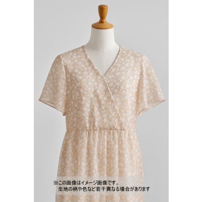 画像1: 生地：ポリエステル100％ 小花柄プリントボイル（ベージュ／白）