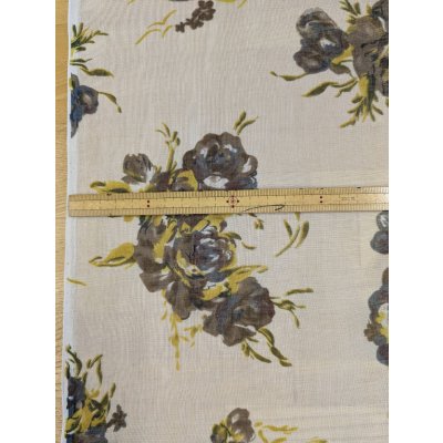 画像3: 生地：70cmパネル生地ポリエステル100％ローズプリント（キナリ／ブラウン・イエロー）