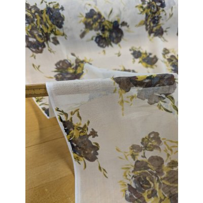 画像4: 生地：70cmパネル生地ポリエステル100％ローズプリント（キナリ／ブラウン・イエロー）