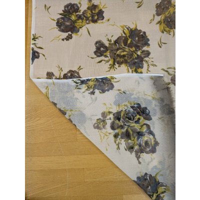 画像5: 生地：70cmパネル生地ポリエステル100％ローズプリント（キナリ／ブラウン・イエロー）