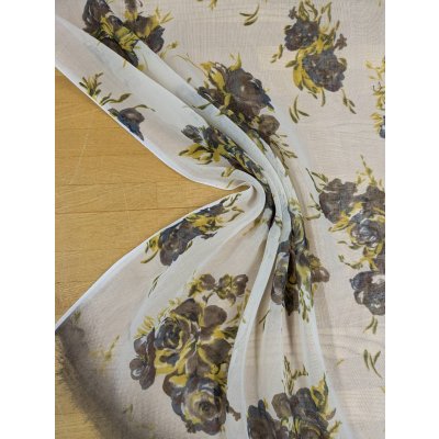 画像6: 生地：70cmパネル生地ポリエステル100％ローズプリント（キナリ／ブラウン・イエロー）