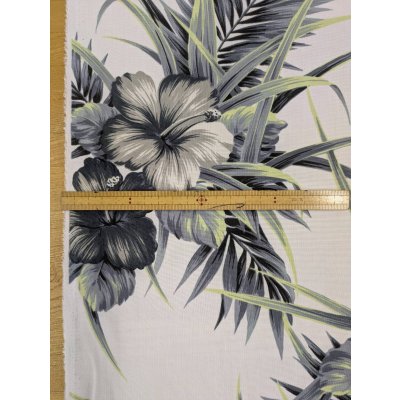 画像3: 生地：ポリエステル100％ ハイビスカス柄プリント（白地／グレー・グリーン）