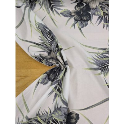 画像5: 生地：ポリエステル100％ ハイビスカス柄プリント（白地／グレー・グリーン）