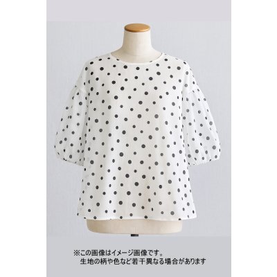 画像1: 生地：ドットプリントコットン90％ラミー10％（白／黒）