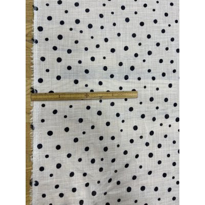 画像3: 生地:ドットプリントコットン90%ラミー10%(白/黒)