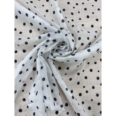 画像8: 生地:ドットプリントコットン90%ラミー10%(白/黒)