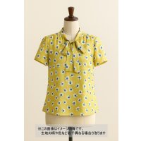 生地：ジャガード織り×花柄プリント生地（イエロー）