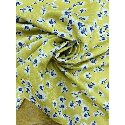 画像7: 生地:ジャガード織り×花柄プリント生地(イエロー)