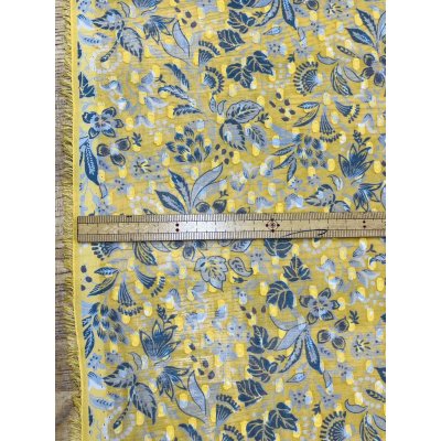 画像3: 生地:植物柄プリント シフォンカットジャガード(黄色)
