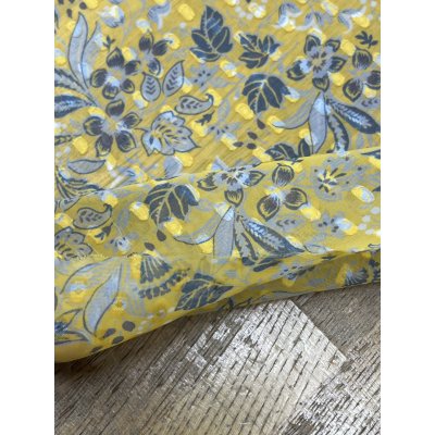 画像5: 生地:植物柄プリント シフォンカットジャガード(黄色)