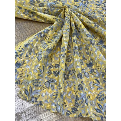画像6: 生地:植物柄プリント シフォンカットジャガード(黄色)