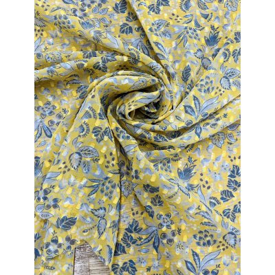 画像7: 生地:植物柄プリント シフォンカットジャガード(黄色)