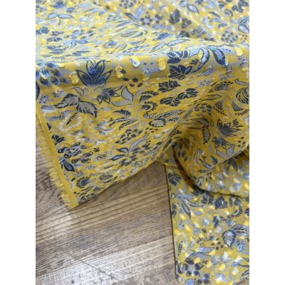 画像8: 生地:植物柄プリント シフォンカットジャガード(黄色)