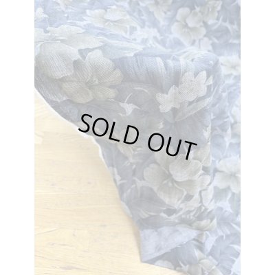 画像8: 生地：ハイビスカス柄プリント　デニム風コットン（デニムブルー）