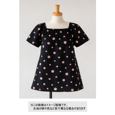 画像1: 生地：綿ローンミラクルウェーブ ランダムドット（黒／ピンク）