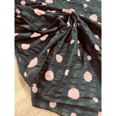 画像6: 生地：綿ローンミラクルウェーブ ランダムドット（黒／ピンク）