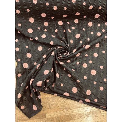 画像8: 生地：綿ローンミラクルウェーブ ランダムドット（黒／ピンク）