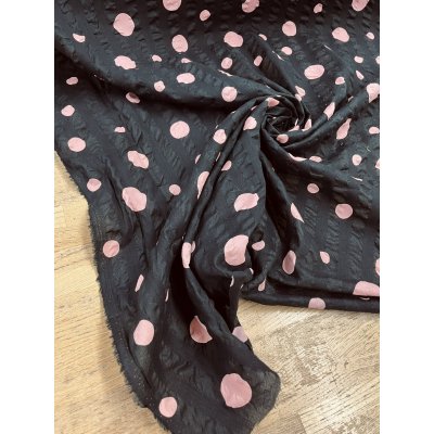 画像9: 生地：綿ローンミラクルウェーブ ランダムドット（黒／ピンク）