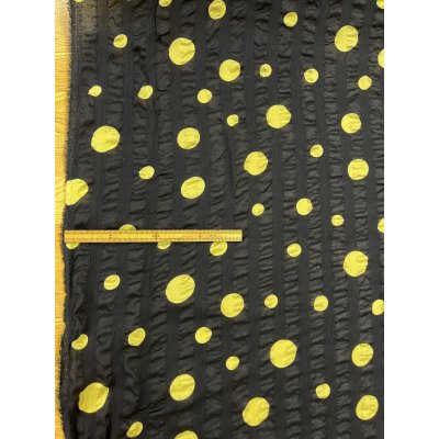 画像2: 生地：綿ローンミラクルウェーブ ランダムドット（黒／イエロー）