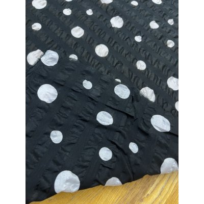画像4: 生地：綿ローンミラクルウェーブ ランダムドット（黒／白）