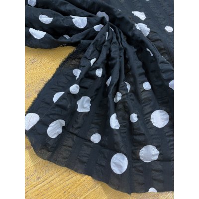 画像6: 生地：綿ローンミラクルウェーブ ランダムドット（黒／白）