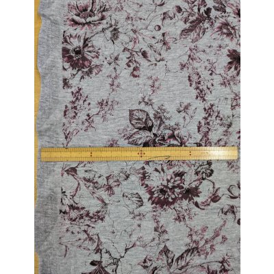 画像3: 生地：コットン天竺フラワープリント（グレー地／エンジ）