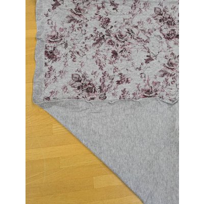 画像4: 生地：コットン天竺フラワープリント（グレー地／エンジ）