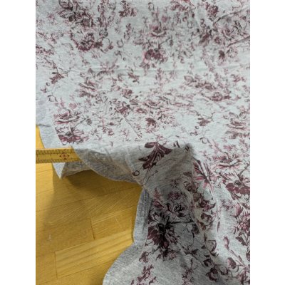 画像5: 生地：コットン天竺フラワープリント（グレー地／エンジ）