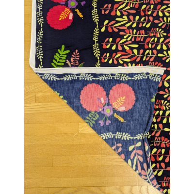 画像3: 生地：ポリエステル紺地×オレンジ黄系プリントパネルニット