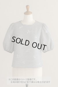 生地：刺繍入りボーダー（白／紺）