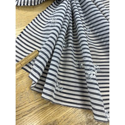 画像6: 生地：刺繍入りボーダー（白／紺）