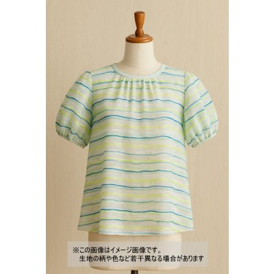 画像1: 生地：ポリエステル綿ファンシーヤーンボーダー（グリーン系）