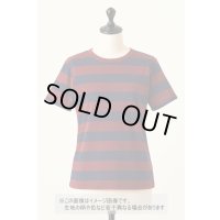 生地：綿100％太ボーダー天竺ニット（エンジ×紺）