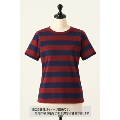 画像1: 生地：綿100％太ボーダー天竺ニット（エンジ×紺）