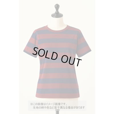 画像1: 生地：綿100％太ボーダー天竺ニット（エンジ×紺）